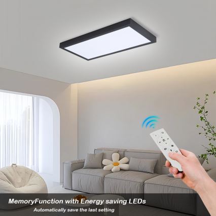 Brilagi - LED pritemdomas lubinis vonios šviestuvas FRAME SMART LED/30W/230V 30x60 cm 3000-6000K  IP44 juoda  + nuotolinio valdymo pultas