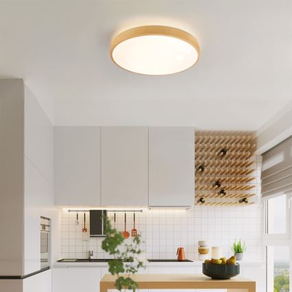 Brilagi - reguliuojamas lubinis LED šviestuvas GLASS POOL DOUBLE LED/48W/230V 3000-6000K 40 cm medžio dekoras + nuotolinis valdymas