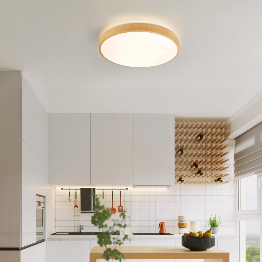 Brilagi - reguliuojamas lubinis LED šviestuvas GLASS POOL DOUBLE LED/48W/230V 3000-6000K 40 cm medžio dekoras + nuotolinis valdymas