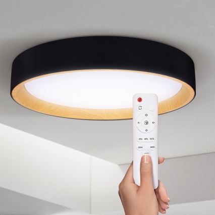 Brilagi - LED Pritemdomas lubinis šviestuvas LARIOS LED/60W/230V 3000-6500K ø 49 cm juoda + nuotolinio valdymo pultas