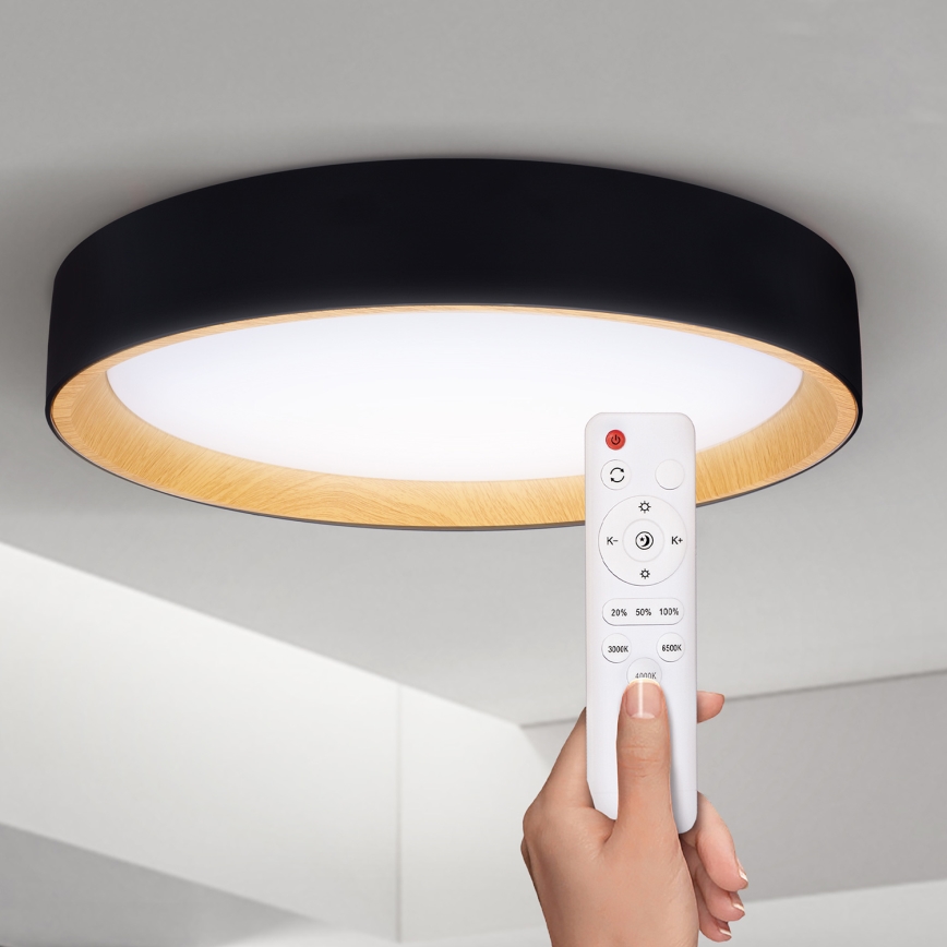 Brilagi - LED Pritemdomas lubinis šviestuvas LARIOS LED/60W/230V 3000-6500K ø 49 cm juoda + nuotolinio valdymo pultas