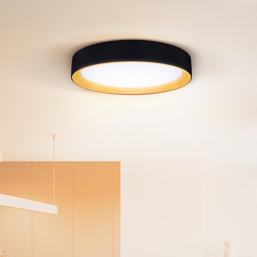 Brilagi - LED Pritemdomas lubinis šviestuvas LARIOS LED/60W/230V 3000-6500K ø 49 cm juoda + nuotolinio valdymo pultas