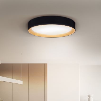 Brilagi - LED Pritemdomas lubinis šviestuvas LARIOS LED/60W/230V 3000-6500K ø 49 cm juoda + nuotolinio valdymo pultas