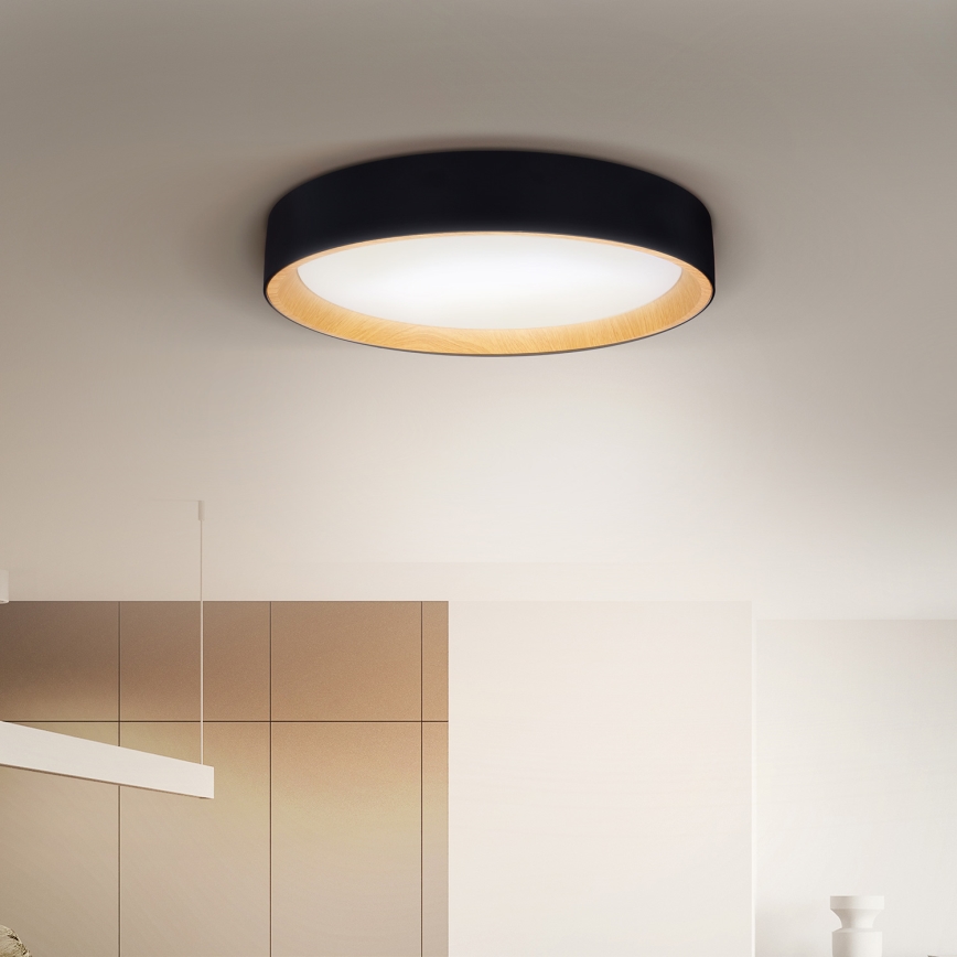 Brilagi - LED Pritemdomas lubinis šviestuvas LARIOS LED/60W/230V 3000-6500K ø 49 cm juoda + nuotolinio valdymo pultas