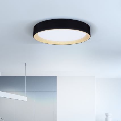 Brilagi - LED Pritemdomas lubinis šviestuvas LARIOS LED/60W/230V 3000-6500K ø 49 cm juoda + nuotolinio valdymo pultas