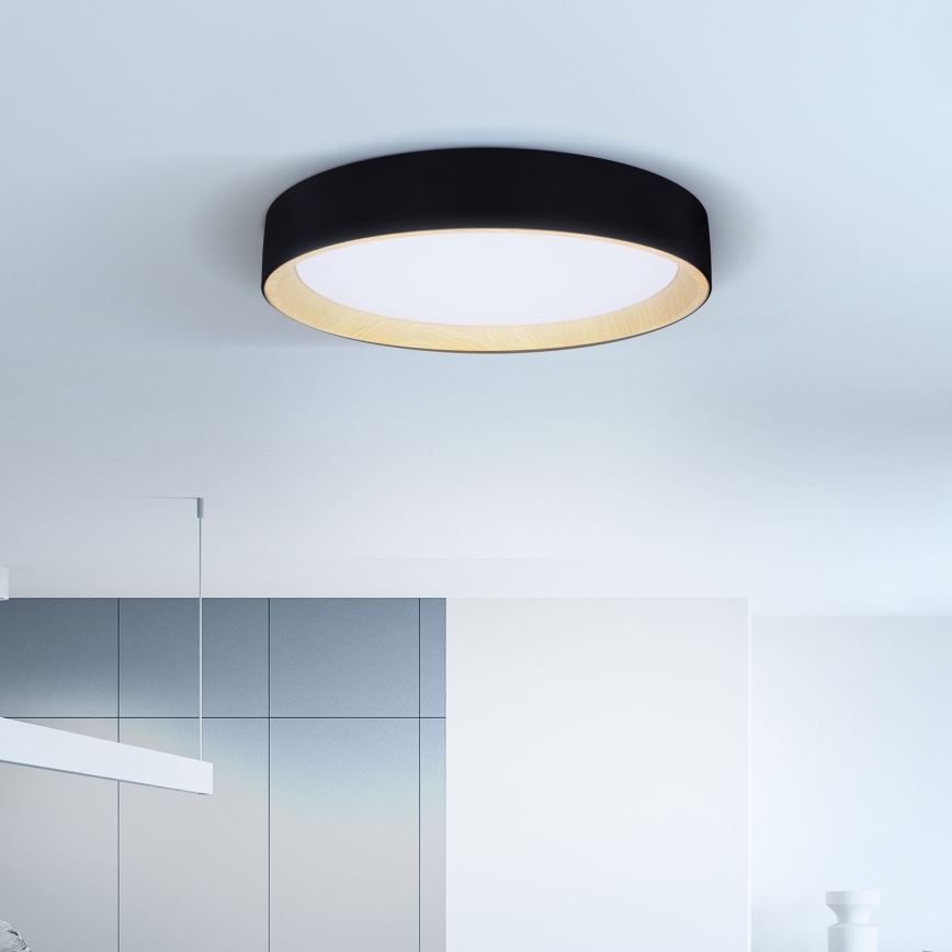 Brilagi - LED Pritemdomas lubinis šviestuvas LARIOS LED/60W/230V 3000-6500K ø 49 cm juoda + nuotolinio valdymo pultas