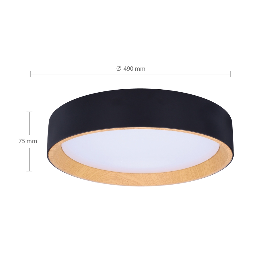 Brilagi - LED Pritemdomas lubinis šviestuvas LARIOS LED/60W/230V 3000-6500K ø 49 cm juoda + nuotolinio valdymo pultas