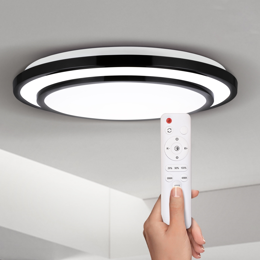 Brilagi - LED Pritemdomas lubinis šviestuvas LUCIANO LED/48W/230V 3000-6500K ø 39 cm juoda + nuotolinio valdymo pultas