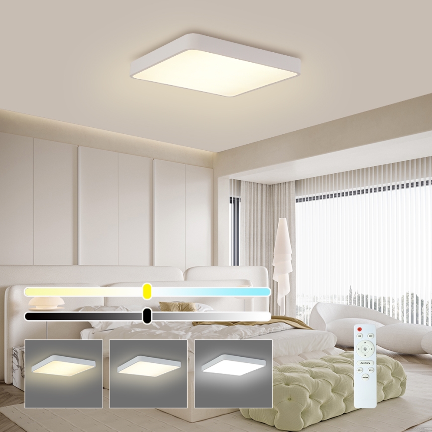 Brilagi - LED Pritemdomas lubinis šviestuvas POOL LED/36W/230V 3000-6000K 40x40 cm balta + nuotolinio valdymo pultas