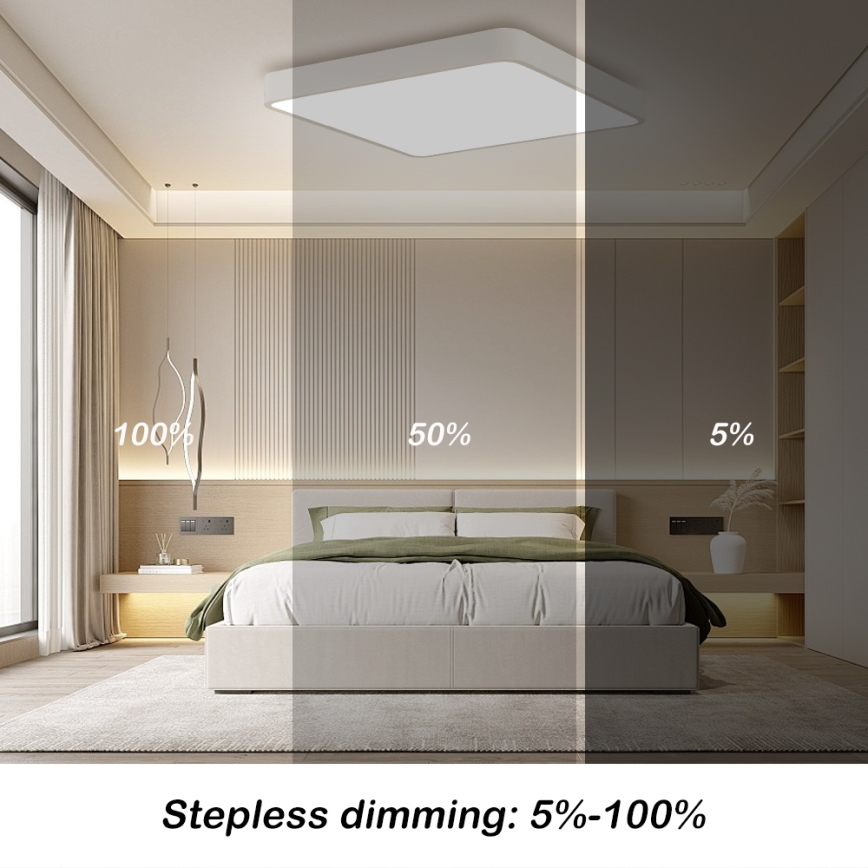 Brilagi - LED Pritemdomas lubinis šviestuvas POOL LED/36W/230V 3000-6000K 40x40 cm balta + nuotolinio valdymo pultas