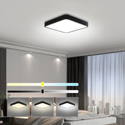 Brilagi - LED Pritemdomas lubinis šviestuvas POOL LED/36W/230V 3000-6000K 40x40 cm juoda + nuotolinio valdymo pultas