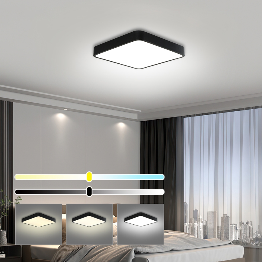 Brilagi - LED Pritemdomas lubinis šviestuvas POOL LED/36W/230V 3000-6000K 40x40 cm juoda + nuotolinio valdymo pultas