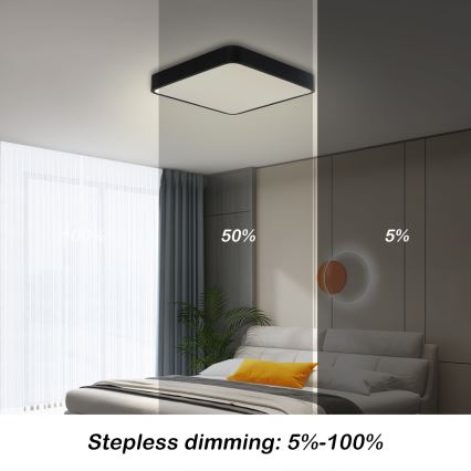 Brilagi - LED Pritemdomas lubinis šviestuvas POOL LED/36W/230V 3000-6000K 40x40 cm juoda + nuotolinio valdymo pultas