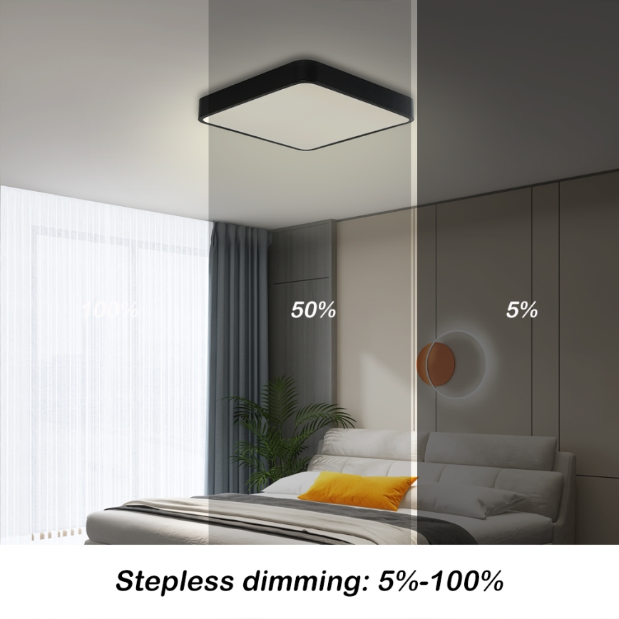 Brilagi - LED Pritemdomas lubinis šviestuvas POOL LED/36W/230V 3000-6000K 40x40 cm juoda + nuotolinio valdymo pultas