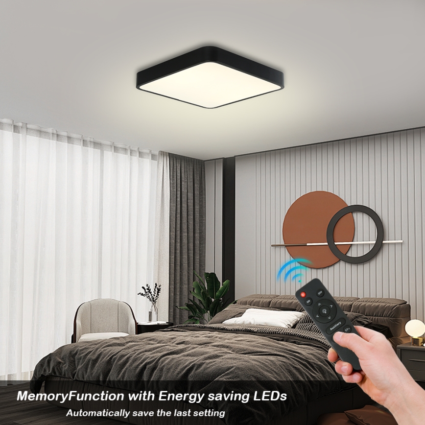 Brilagi - LED Pritemdomas lubinis šviestuvas POOL LED/36W/230V 3000-6000K 40x40 cm juoda + nuotolinio valdymo pultas