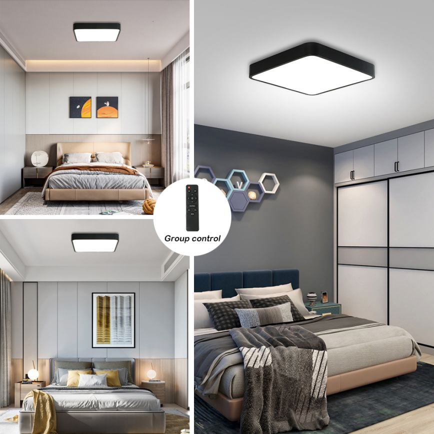 Brilagi - LED Pritemdomas lubinis šviestuvas POOL LED/36W/230V 3000-6000K 40x40 cm juoda + nuotolinio valdymo pultas
