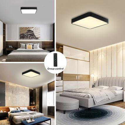 Brilagi - LED Pritemdomas lubinis šviestuvas POOL LED/48W/230V 3000-6000K 50x50 cm juoda + nuotolinio valdymo pultas