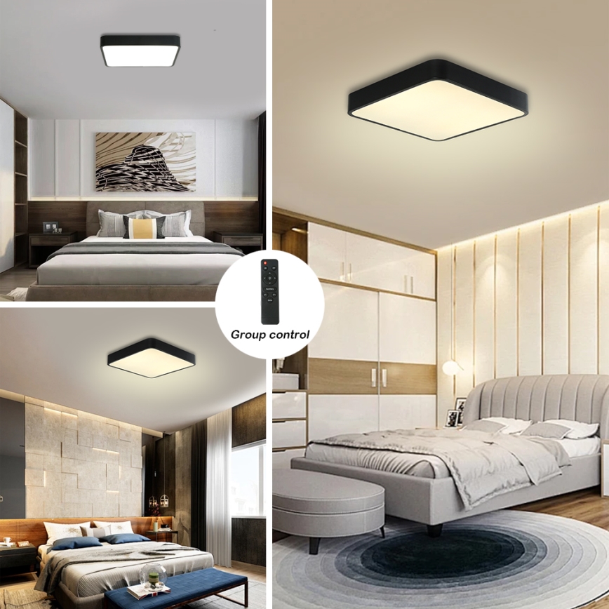 Brilagi - LED Pritemdomas lubinis šviestuvas POOL LED/48W/230V 3000-6000K 50x50 cm juoda + nuotolinio valdymo pultas