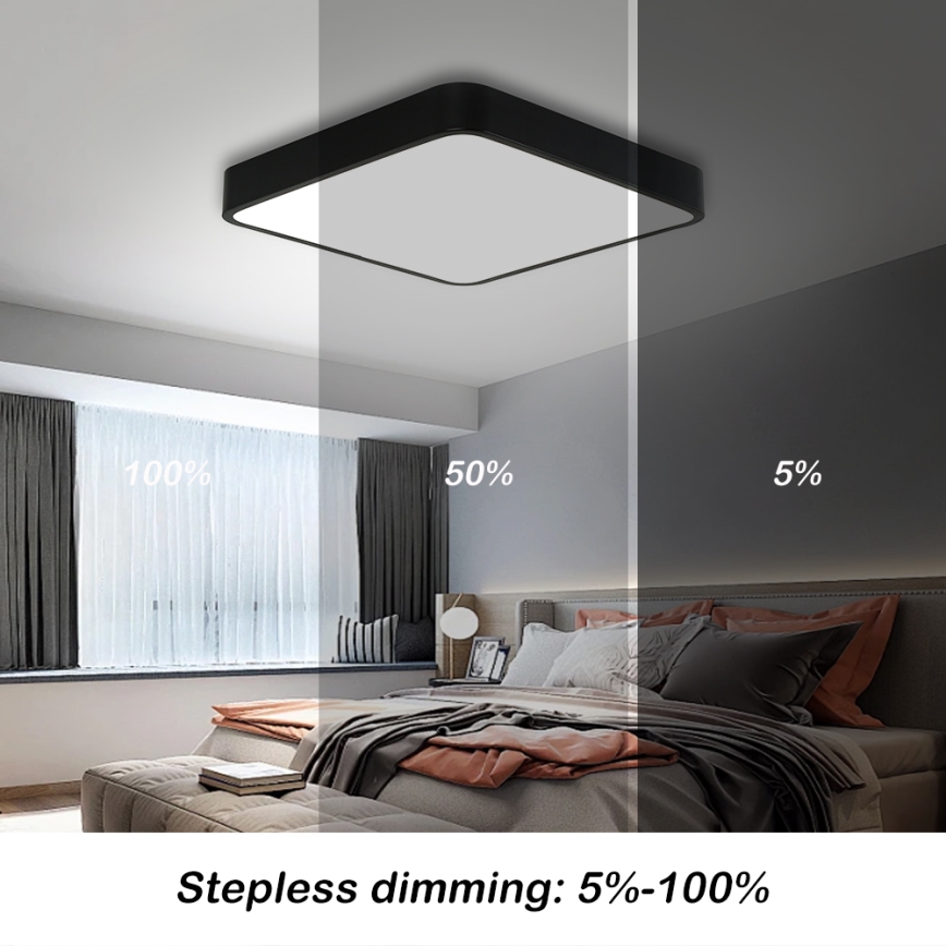 Brilagi - LED Pritemdomas lubinis šviestuvas POOL LED/48W/230V 3000-6000K 50x50 cm juoda + nuotolinio valdymo pultas