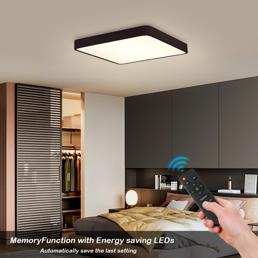 Brilagi - LED Pritemdomas lubinis šviestuvas POOL LED/48W/230V 3000-6000K 50x50 cm juoda + nuotolinio valdymo pultas