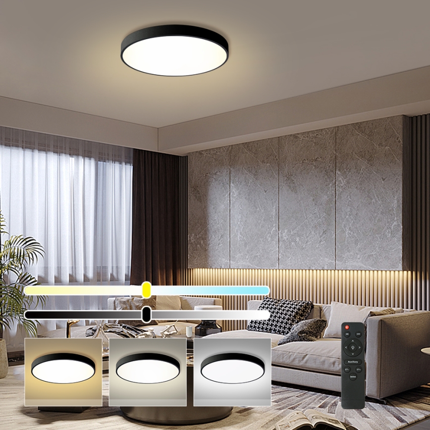 Brilagi - LED Reguliuojamas lubų šviestuvas POOL LED/60W/230V 3000-6000K Ø 60 cm juodas + nuotolinio valdymo pultelis