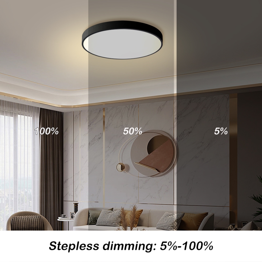Brilagi - LED Reguliuojamas lubų šviestuvas POOL LED/60W/230V 3000-6000K Ø 60 cm juodas + nuotolinio valdymo pultelis