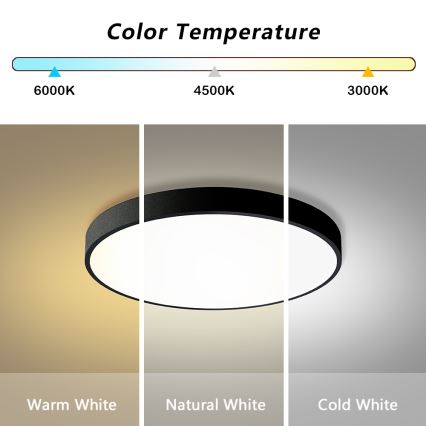 Brilagi - LED Reguliuojamas lubų šviestuvas POOL LED/60W/230V 3000-6000K Ø 60 cm juodas + nuotolinio valdymo pultelis