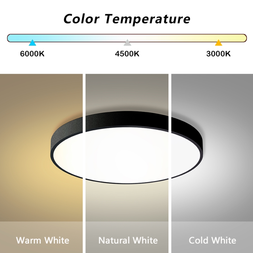 Brilagi - LED Reguliuojamas lubų šviestuvas POOL LED/60W/230V 3000-6000K Ø 60 cm juodas + nuotolinio valdymo pultelis