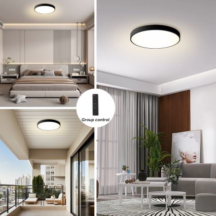 Brilagi - LED Reguliuojamas lubų šviestuvas POOL LED/60W/230V 3000-6000K Ø 60 cm juodas + nuotolinio valdymo pultelis