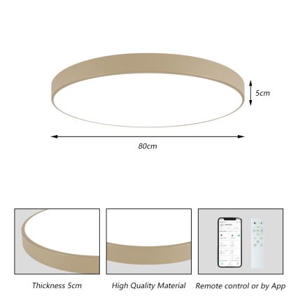 Brilagi - LED pritemdomas lubų šviestuvas POOL SMART LED/100W/230V 3000-6000K 80 cm smėlinė Wi-Fi Tuya + nuotolinis pultas