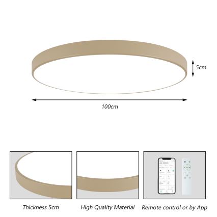 Brilagi - LED reguliuojamo ryškumo lubinis šviestuvas POOL SMART LED/128W/230V 3000-6000K 100 cm smėlio spalvos Wi-Fi Tuya + nuotolinis valdymas