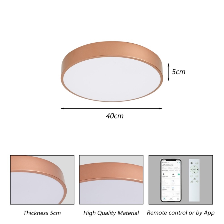 BRILAGI - reguliuojamas LED lubinis šviestuvas POOL SMART LED/48W/230V 3000-6000K skersm. 40 cm Wi-Fi Tuya bronzinė + su nuotoliniu pultu