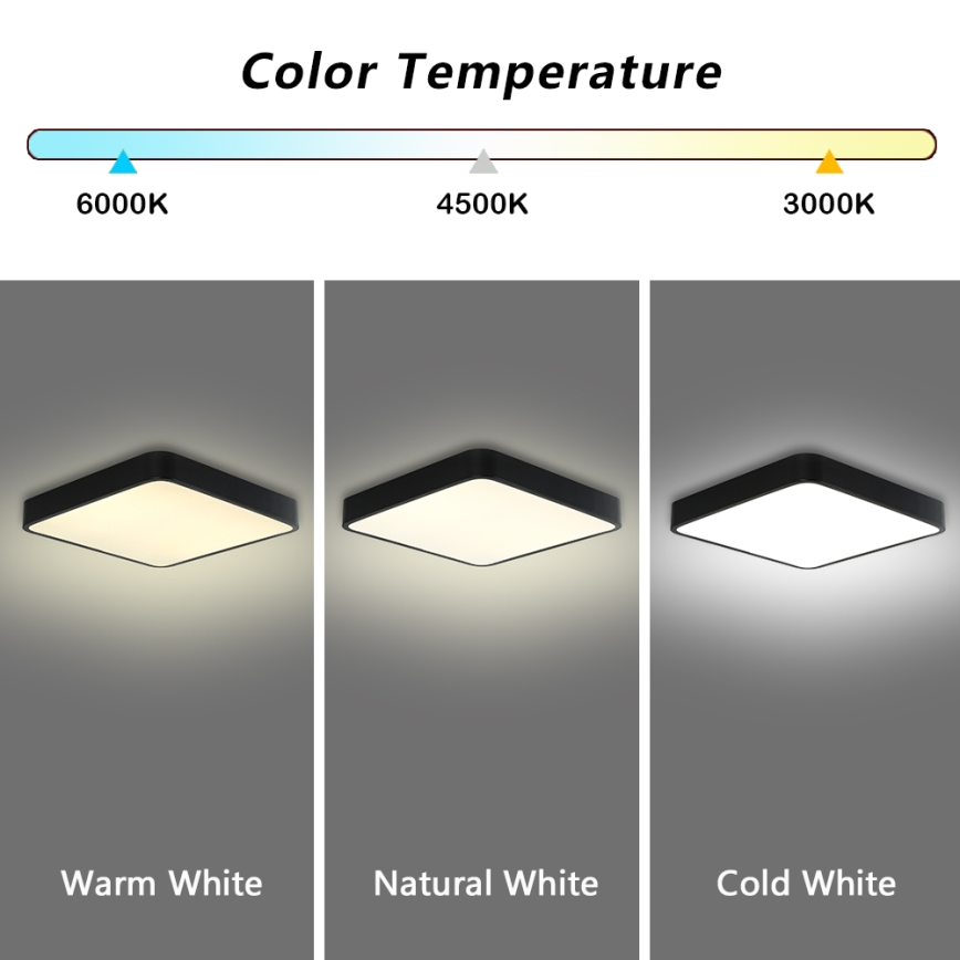 Brilagi - LED reguliuojamas lubų šviestuvas POOL SQUARE LED/48W/230V 3000-6000K 50x50 cm juodas + nuotolinio valdymo pultas
