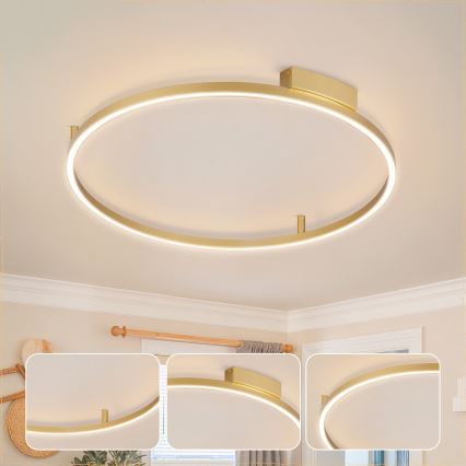 Brilagi - Dimeriuojamas LED lubų šviestuvas PORTOFINO LED/60W/230V 3000-6000K skersmuo 80 cm auksinis + nuotolinis valdymas