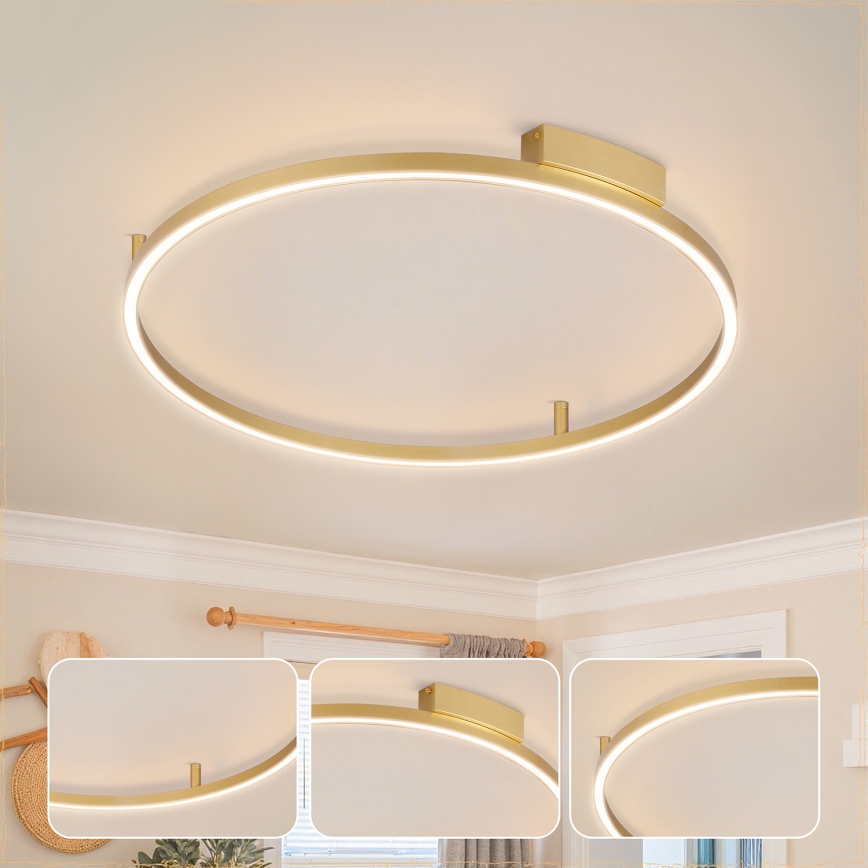 Brilagi - Dimeriuojamas LED lubų šviestuvas PORTOFINO LED/60W/230V 3000-6000K skersmuo 80 cm auksinis + nuotolinis valdymas