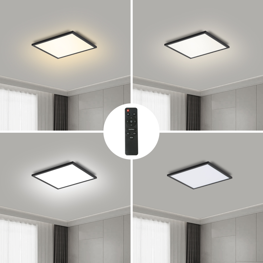 Brilagi - LED Pritemdomas lubinis šviestuvas SLIMFRAME LED/25W/230V 30x30 cm 3000-6000K juoda + nuotolinio valdymo pultas