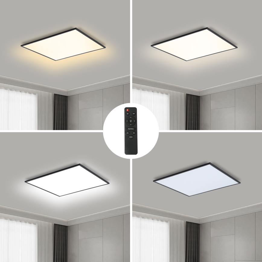 Brilagi - LED Pritemdomas lubinis šviestuvas SLIMFRAME LED/36W/230V 45x45 cm 3000-6000K juoda + nuotolinio valdymo pultas