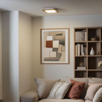 Brilagi - LED Pritemdomas lubinis šviestuvas SLIMFRAME WOOD LED/25W/230V 34x34 cm 3000-6000K ruda + nuotolinio valdymo pultas