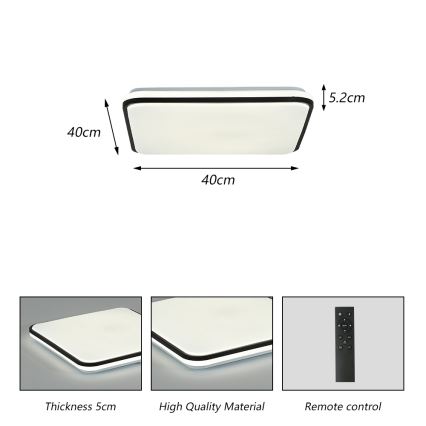Brilagi - LED Pritemdomas lubinis šviestuvas SMART LED/28W/230V 3000-6000K 40x40 cm Wi-Fi Tuya + nuotolinio valdymo pultas
