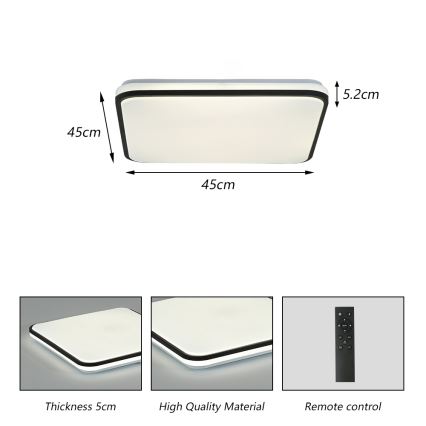 Brilagi - LED Pritemdomas lubinis šviestuvas SMART LED/36W/230V 3000-6000K 45x45 cm Wi-Fi Tuya + nuotolinio valdymo pultas