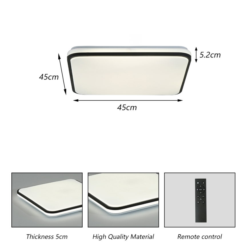 Brilagi - LED Pritemdomas lubinis šviestuvas SMART LED/36W/230V 3000-6000K 45x45 cm Wi-Fi Tuya + nuotolinio valdymo pultas