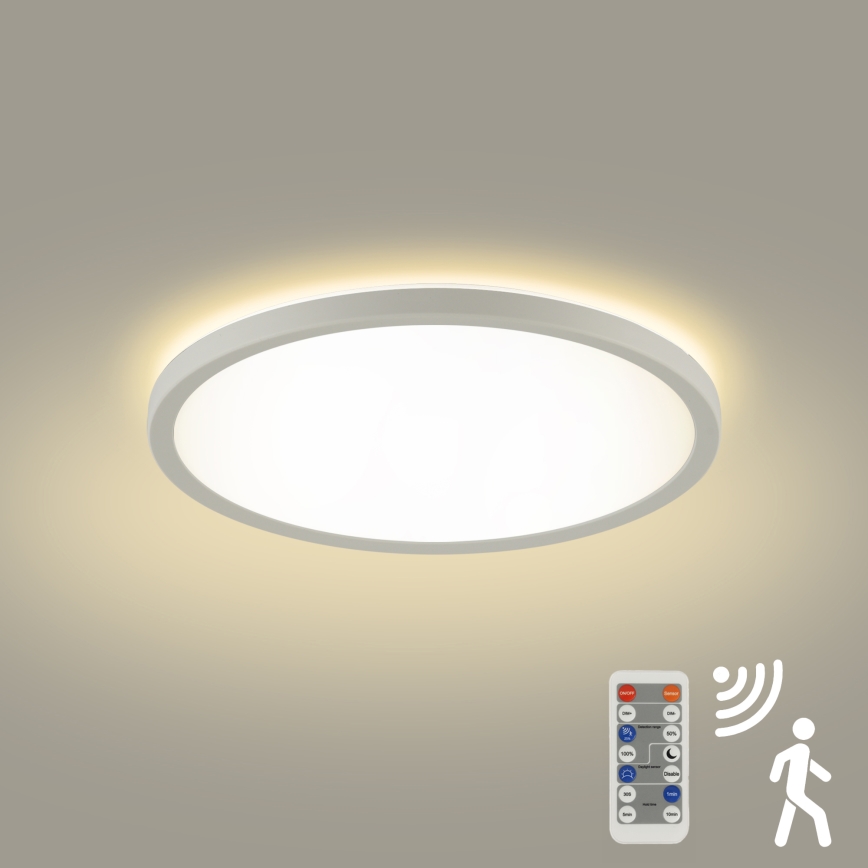 Brilagi - LED reguliuojamas šviestuvas su judesio ir sutemų jutikliu ULTRA PLONAS LED/18W/230V skersmuo 30 cm + nuotolinio valdymo pultas