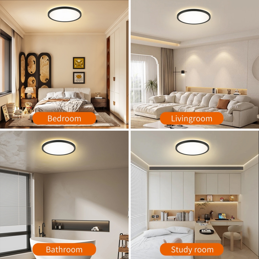 Brilagi - LED reguliuojamas šviestuvas su judesio ir sutemų jutikliu ULTRA PLONAS LED/24W/230V skersmuo 42 cm + nuotolinio valdymo pultas