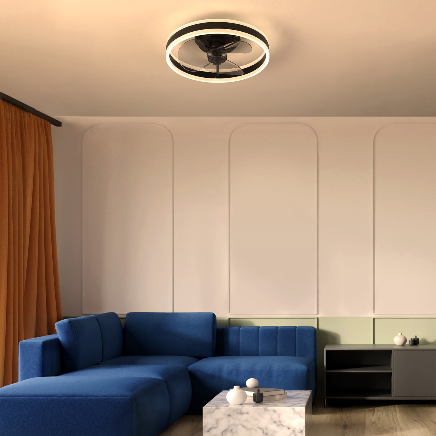 Brilagi - LED Pritemdomas lubinis šviestuvas su ventiliatoriumi LED/30W/230V 3000-6500K juoda + nuotolinio valdymo pultas