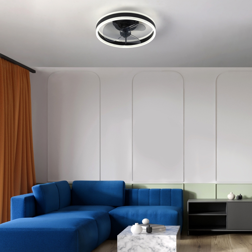 Brilagi - LED Pritemdomas lubinis šviestuvas su ventiliatoriumi LED/30W/230V 3000-6500K juoda + nuotolinio valdymo pultas