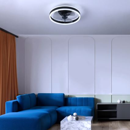 Brilagi - LED Pritemdomas lubinis šviestuvas su ventiliatoriumi LED/30W/230V 3000-6500K juoda + nuotolinio valdymo pultas