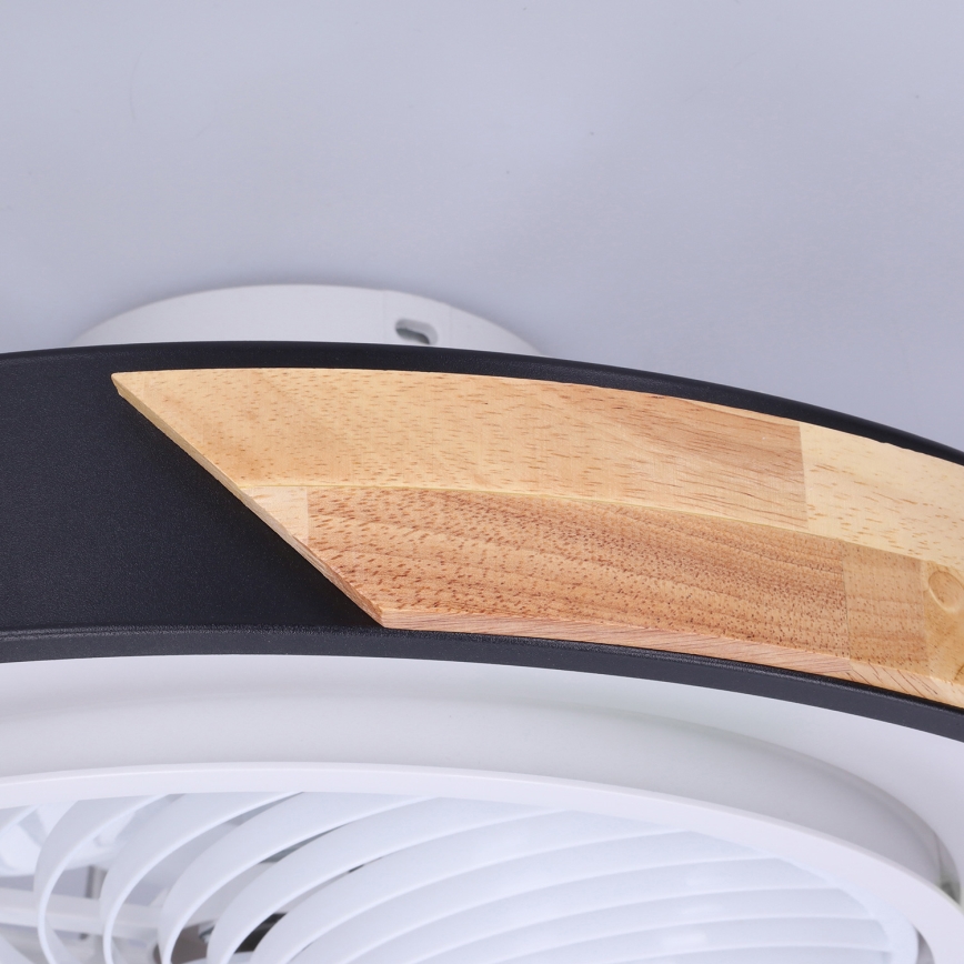 Brilagi - LED Pritemdomas lubinis šviestuvas su ventiliatoriumi LED/30W/230V 3000-6500K juoda/ąžuolas + nuotolinio valdymo pultas