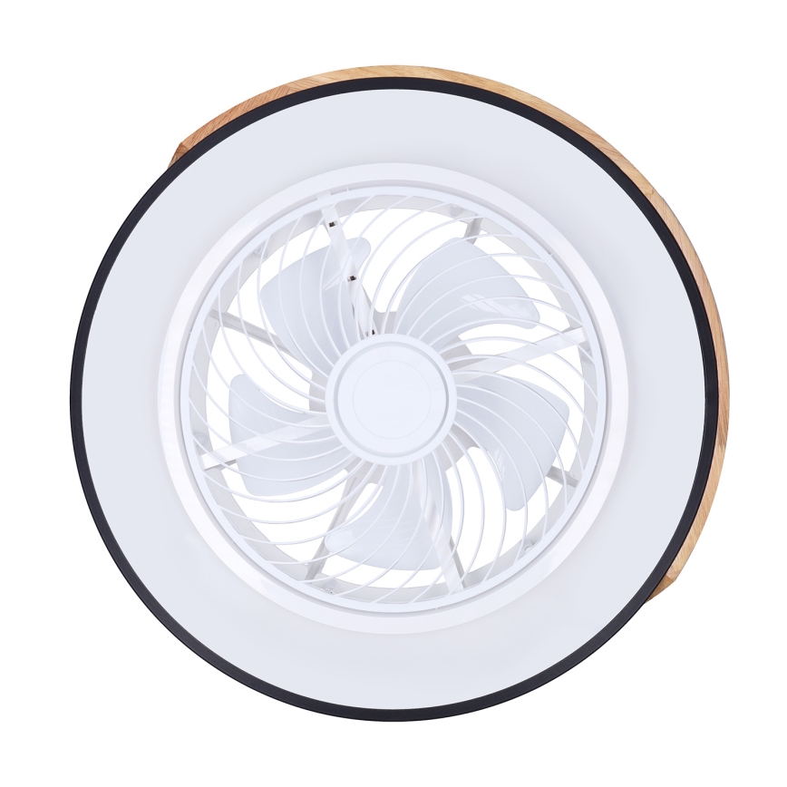 Brilagi - LED Pritemdomas lubinis šviestuvas su ventiliatoriumi LED/30W/230V 3000-6500K juoda/ąžuolas + nuotolinio valdymo pultas