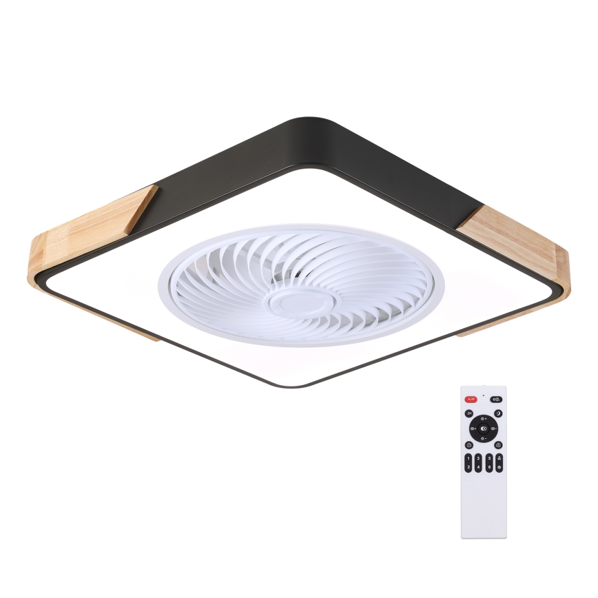 Brilagi - LED Pritemdomas lubinis šviestuvas su ventiliatoriumi LED/30W/230V 3000-6500K juoda/ąžuolas + nuotolinio valdymo pultas