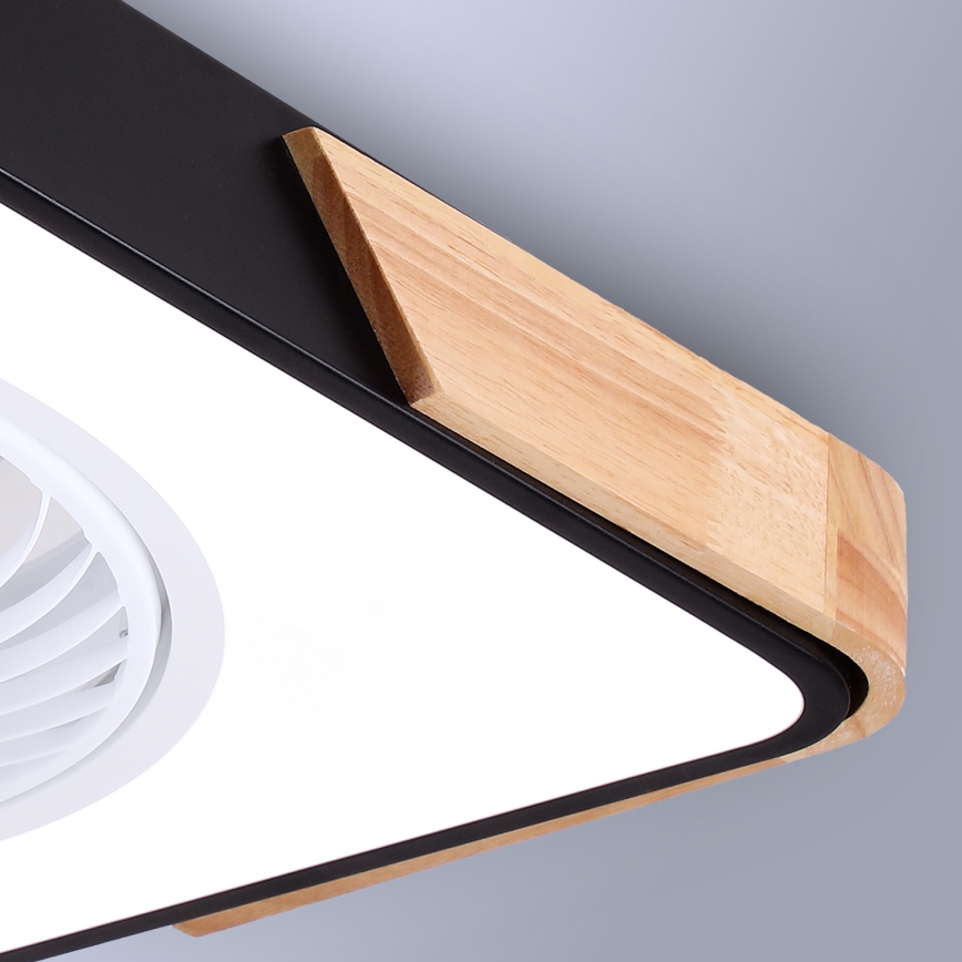 Brilagi - LED Pritemdomas lubinis šviestuvas su ventiliatoriumi LED/30W/230V 3000-6500K juoda/ąžuolas + nuotolinio valdymo pultas